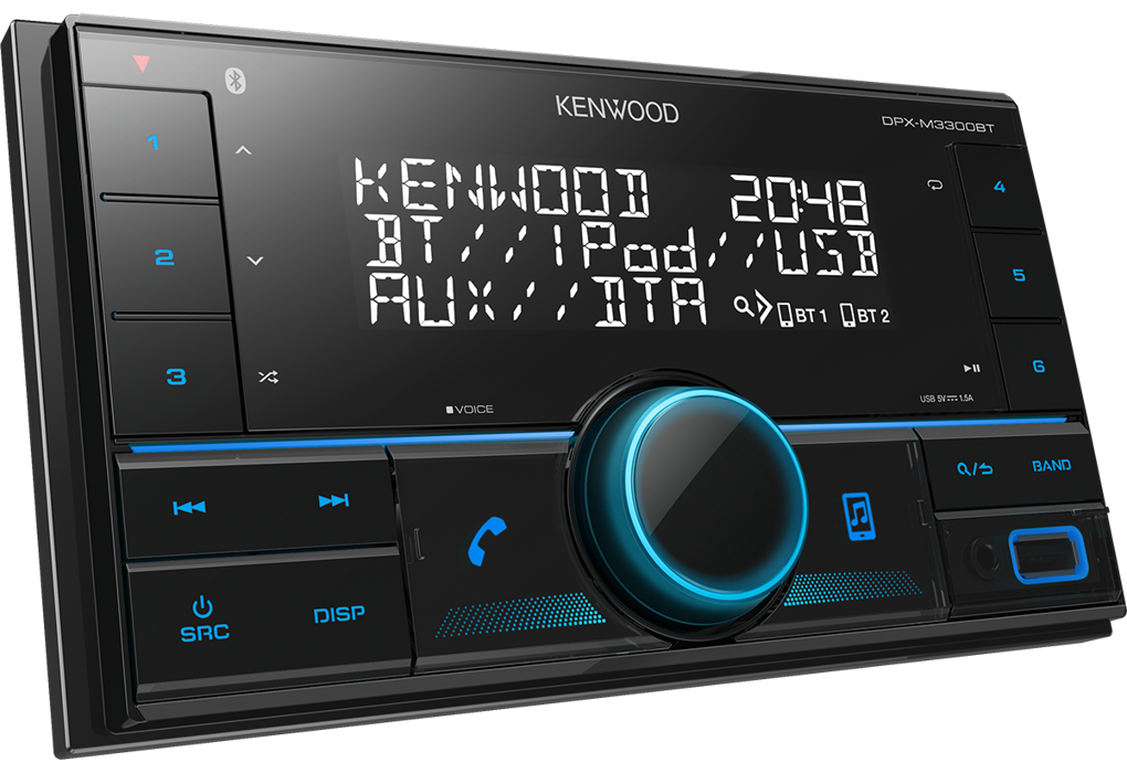 Kenwood DPX-M3300BT Mechless 2-Din Digital Media Receiver with Built-in Bluetooth