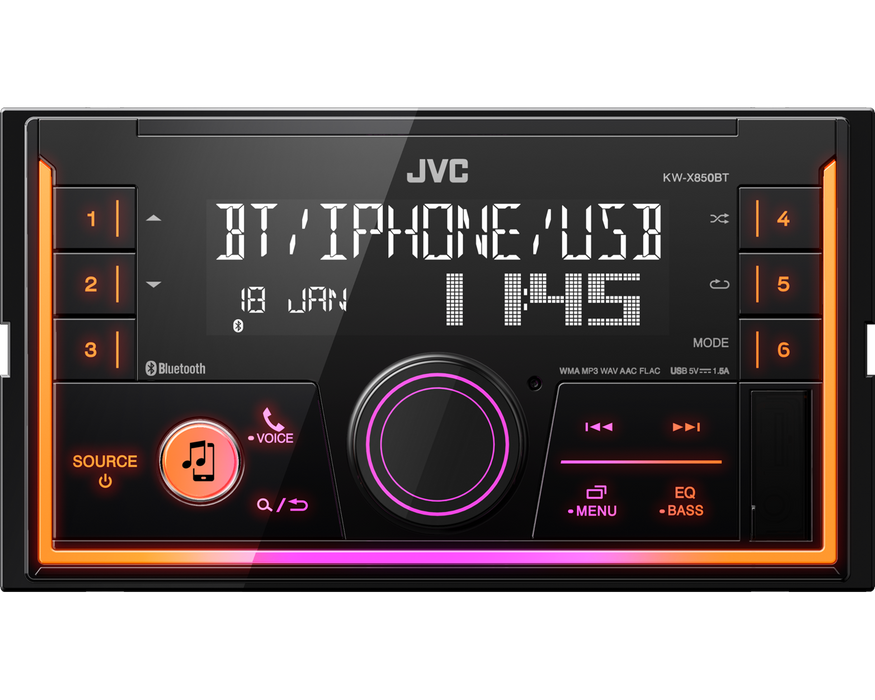 JVC KW-X850BT Mechless 2-Din Digital Media Receiver with Bluetooth USB Compatible with iPhone/Android