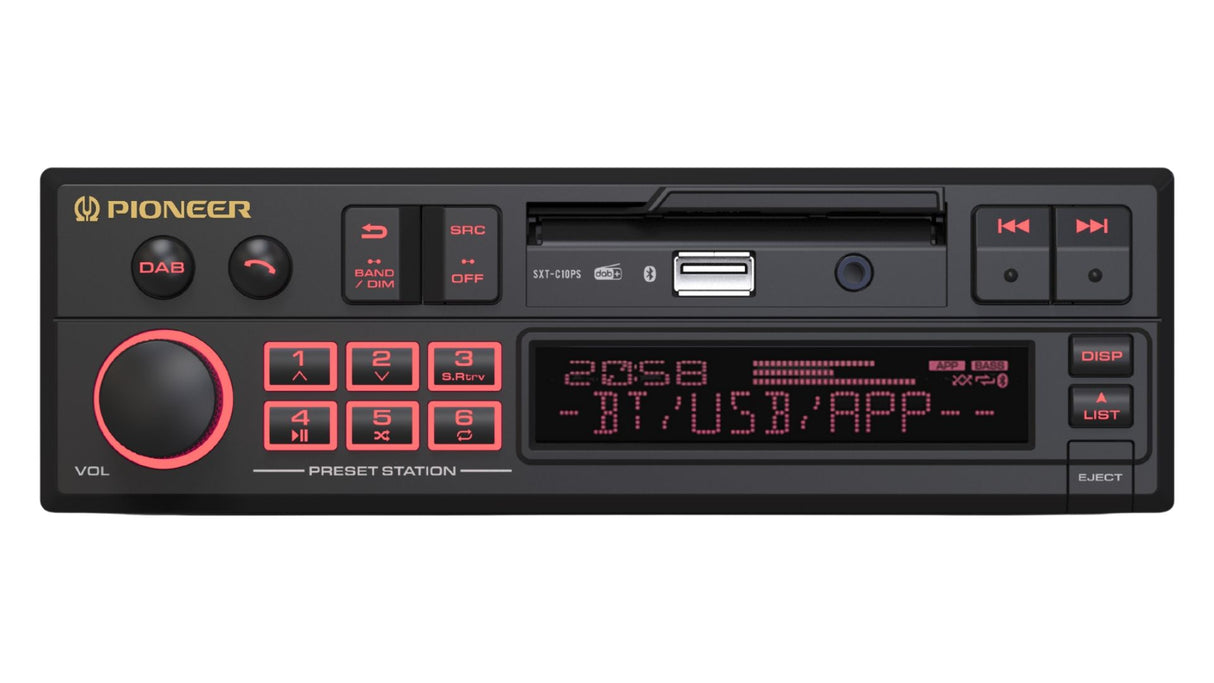 Pioneer SXT-C10PS Retro Car Head Unit – DAB+, USB, AUX & Bluetooth Audio