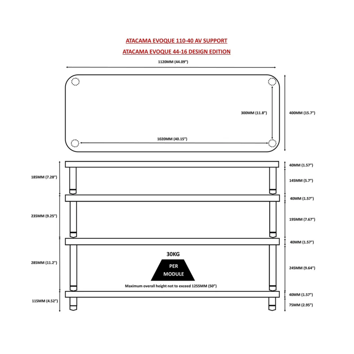 Atacama Evoque Eco 110/40 HiFi Stand 195mm Add-on Natural Bamboo