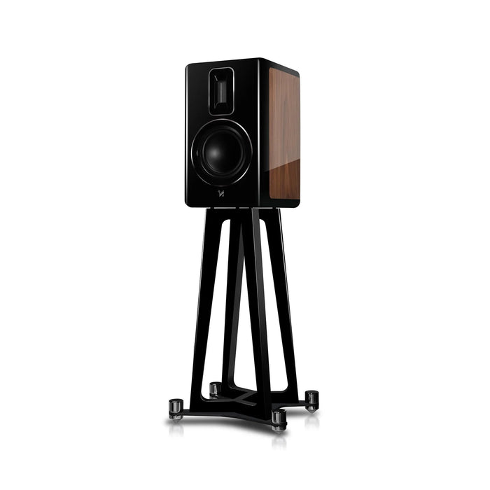 QUAD REVELA 1 WALNUT STANDMOUNT SPEAKER with stands