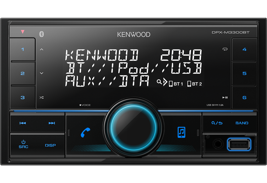 Kenwood DPX-M3300BT Mechless 2-Din Digital Media Receiver with Built-in Bluetooth