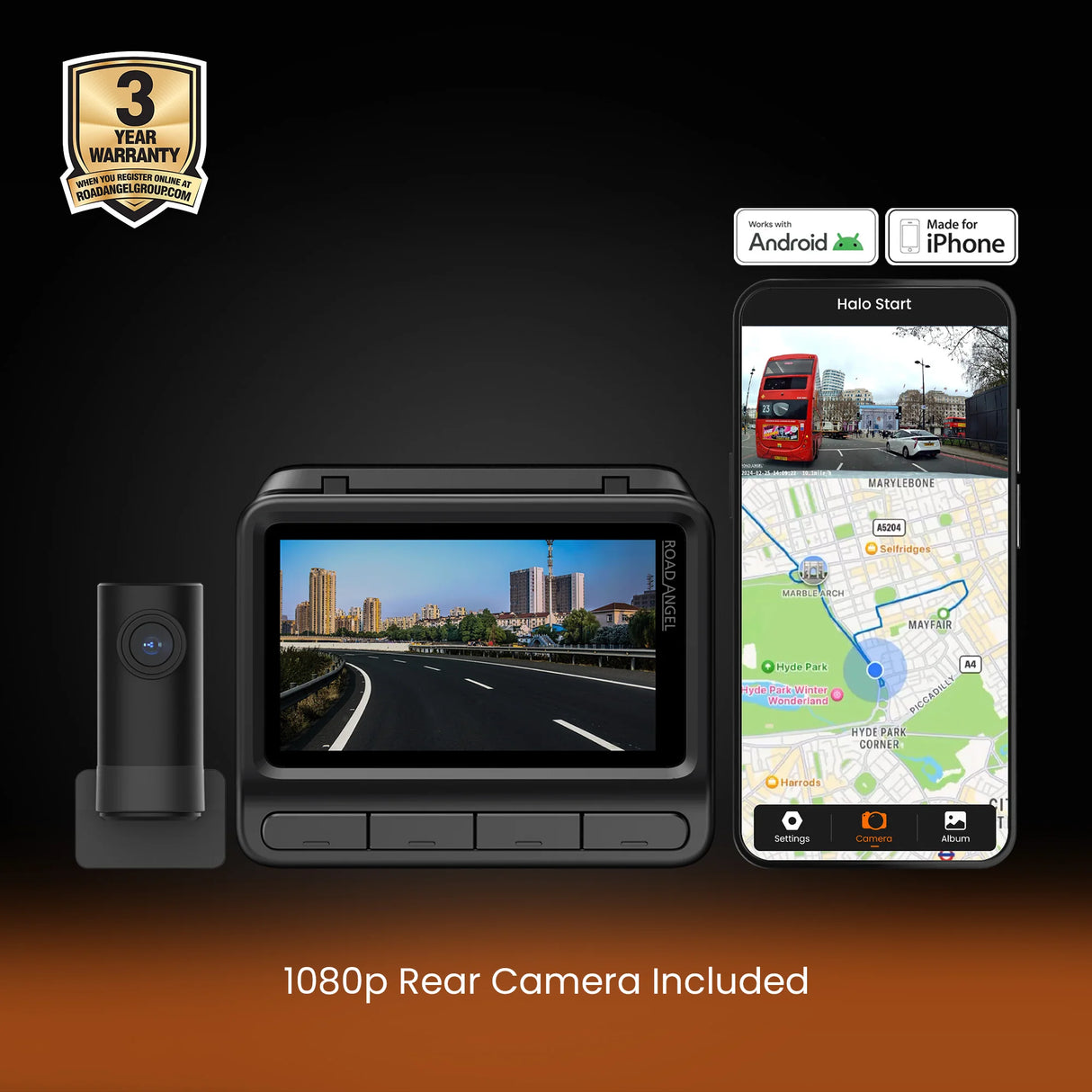 Road Angel Halo Elite 4K (2160p) & 1K (1080p) Dual Dash Cam With Sony Starvis 2