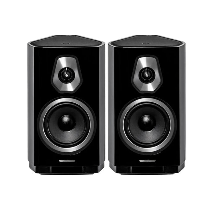 SONUS FABER SONETTO II  GLOSS BLACK BOOK SHELF SPEAKERS demo pair