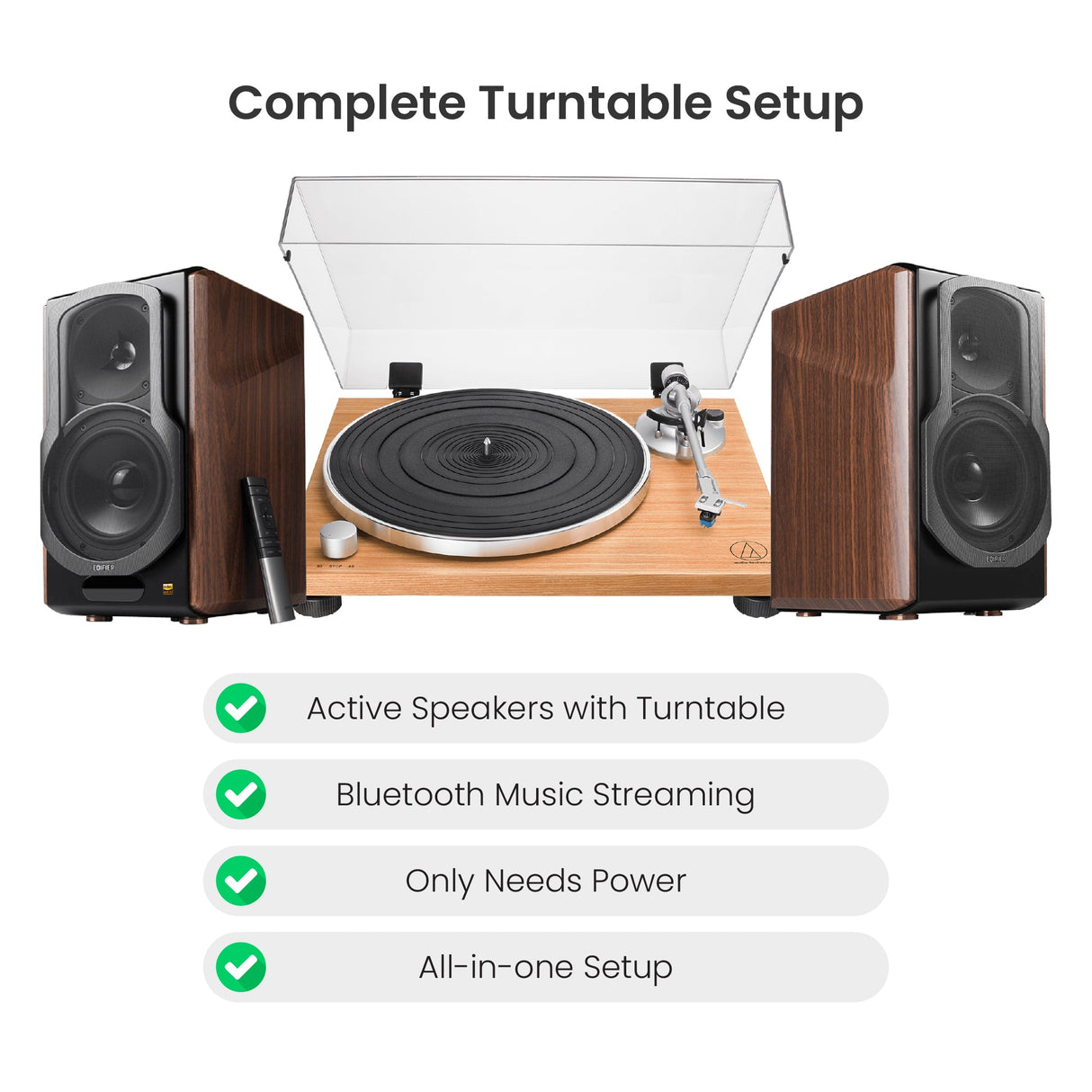 Audio Technica AT - LPW30TK Fully Manual Belt - Drive Turntable with Edifier S2000MKIII Active Bluetooth Speakers - Nottingham HiFi