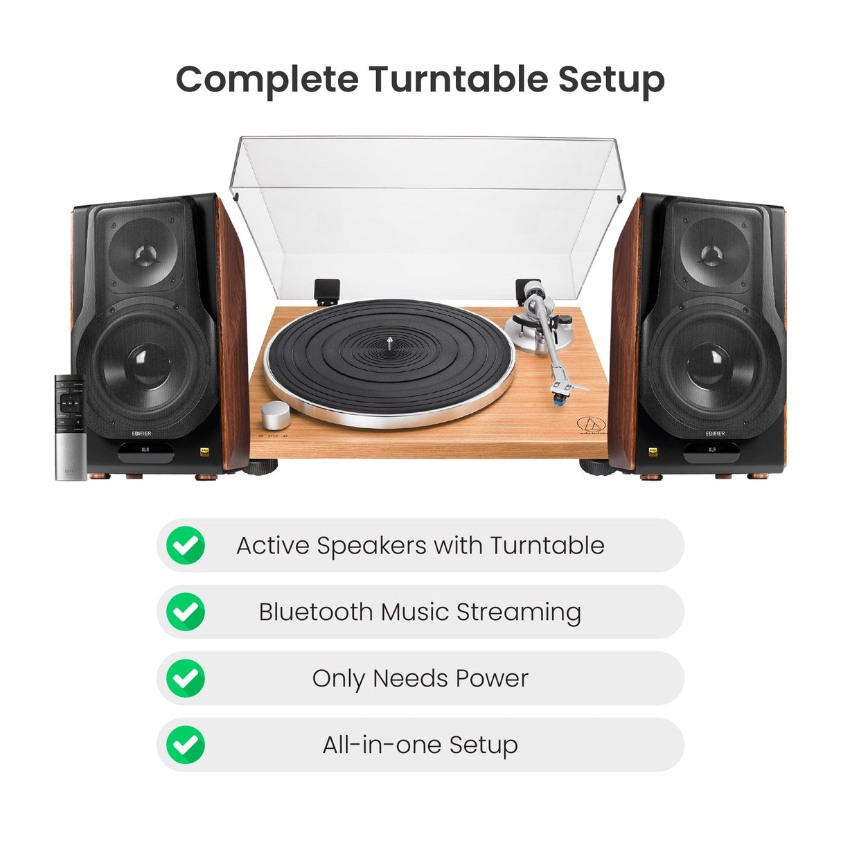Audio Technica AT - LPW30TK Fully Manual Belt - Drive Turntable with Edifier S3000MKII Active Bluetooth Speakers - Nottingham HiFi