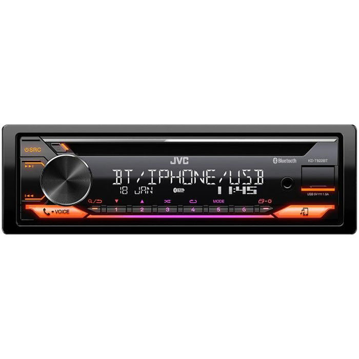 JVC KD-T922BT Single Din CD Player with Bluetooth Aux USB and Spotify