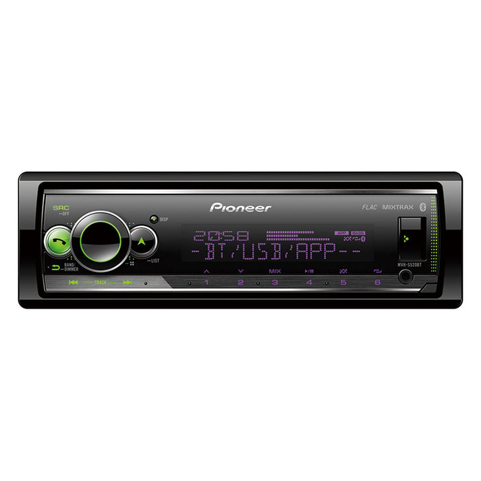 Pioneer MVH-S520BT Single Din Mechless Player with Bluetooth multi colour illumination USB and Spotify