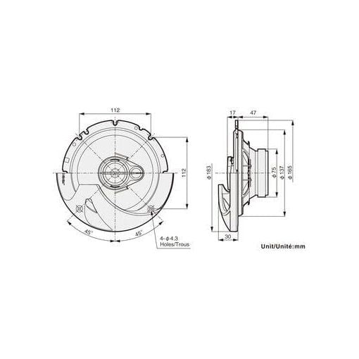 Pioneer TS-R1750S 17cm 250W 3-Way Coaxial Speakers with Grills