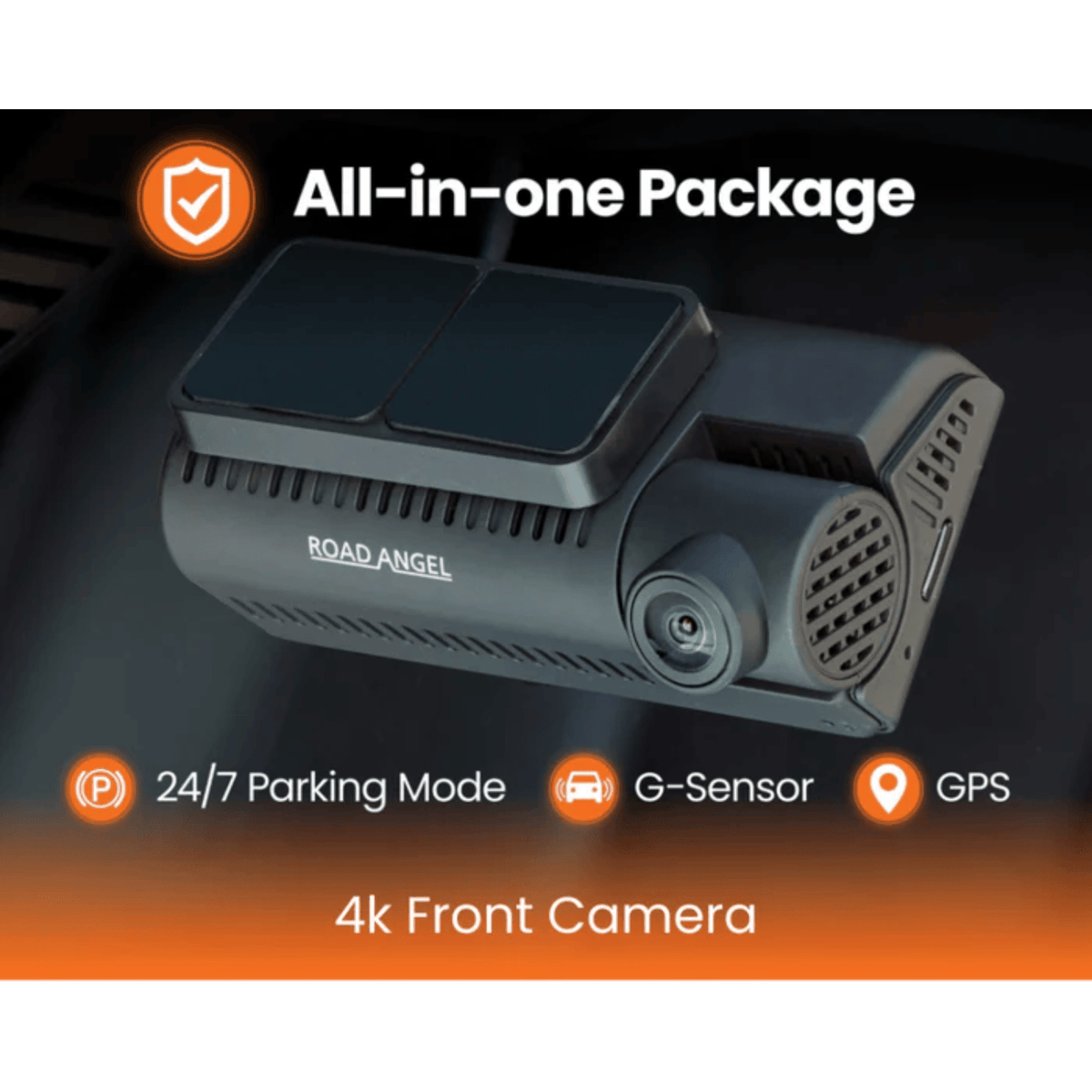Road Angel Halo Edge 4K Single Dash Cam with Parking Mode & Quick Release Mounting