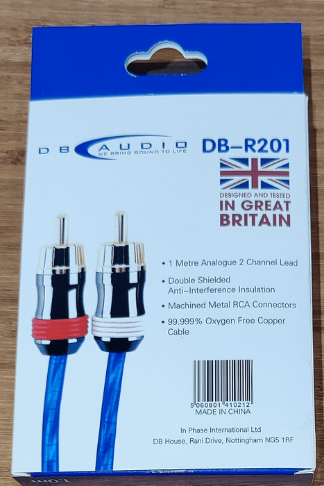 DB Audio Systems DBR201 1 Metre Double Shielded RCA Cable Perfect for Car Audio Amplifier & Home Audio Amps