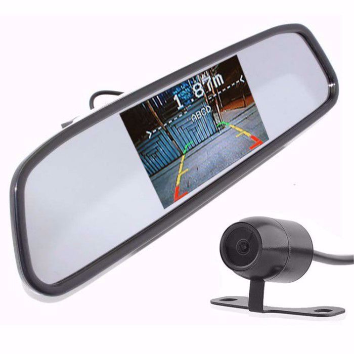 In Phase DINY603B-W Rear View Mirror + Parking Aid