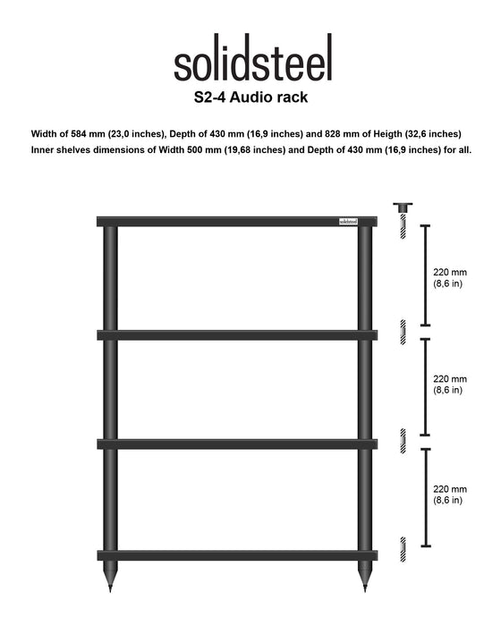 Solid Steel S2-4 4 Shelf Hifi Rack