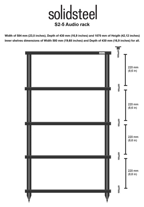 Solid Steel S2-5 5 Shelf Hifi Rack