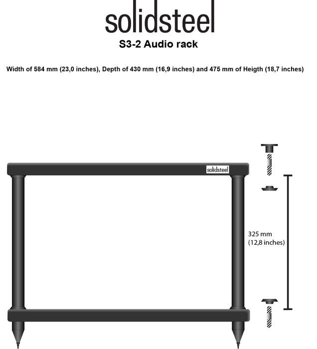 Solid Steel S3-2 2 Shelf Hifi Stand Black