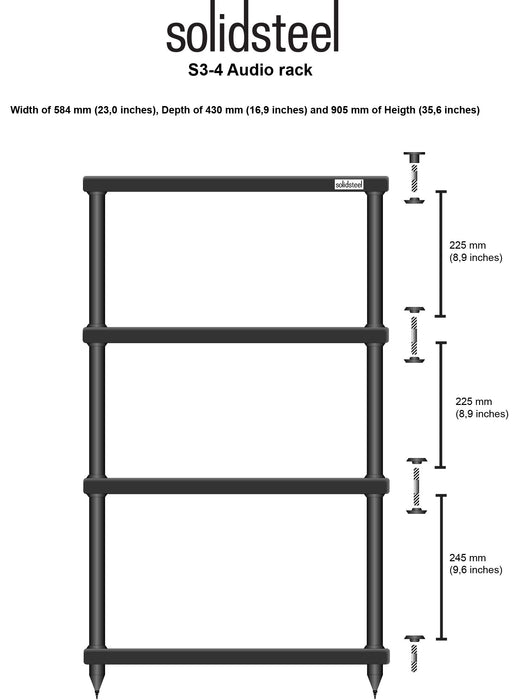Solid Steel S3-4 4 Shelf Hifi Stand White
