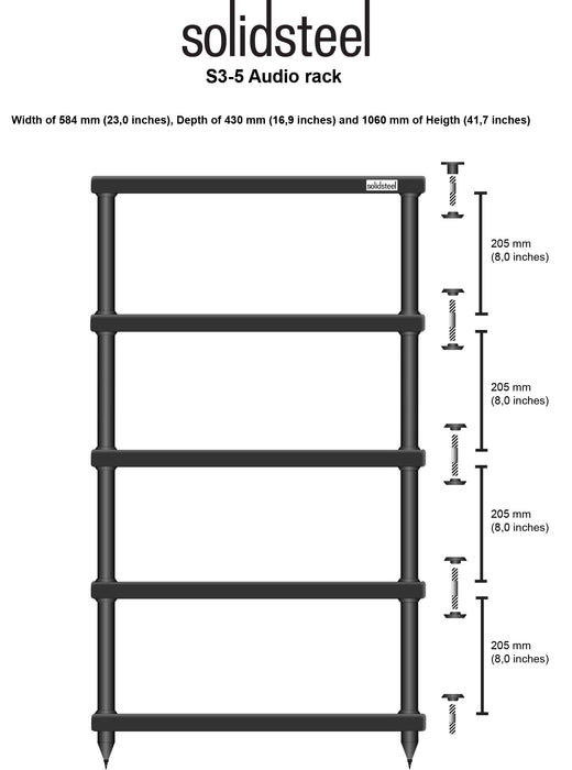 Solid Steel S3-5 5 Shelf Hifi Stand Black