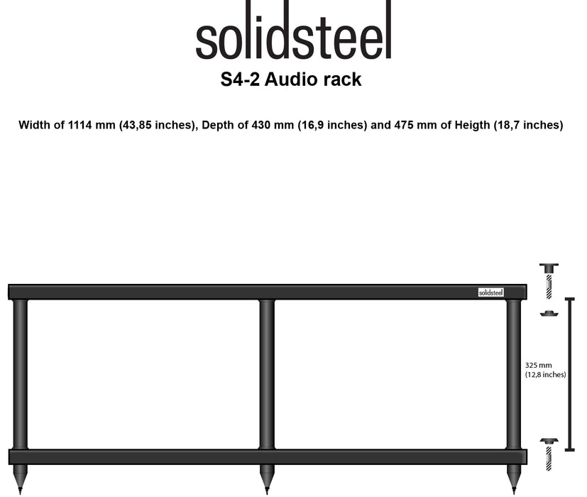 Solid Steel S4-2 2 Shelf A/V Stand Black