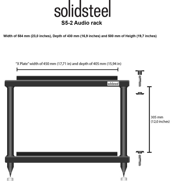 Solid Steel S5-2 2 Shelf Hifi Stand White
