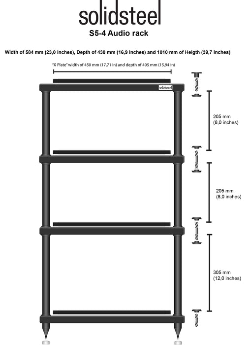 Solid Steel S5-4 4 Shelf Hifi Stand Black