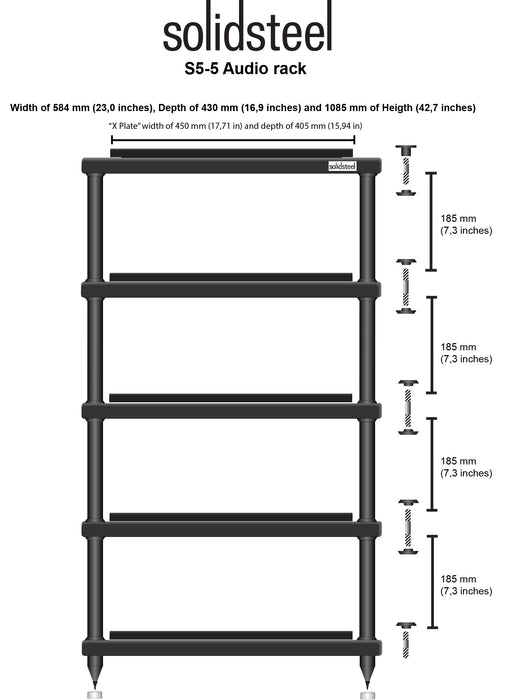 Solid Steel S5-5 5 Shelf Hifi Stand Black