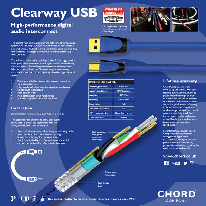 Chord Clearway USB 5.0m